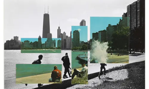 Fotografía en blanco y negro de la costa norte de Chicago 