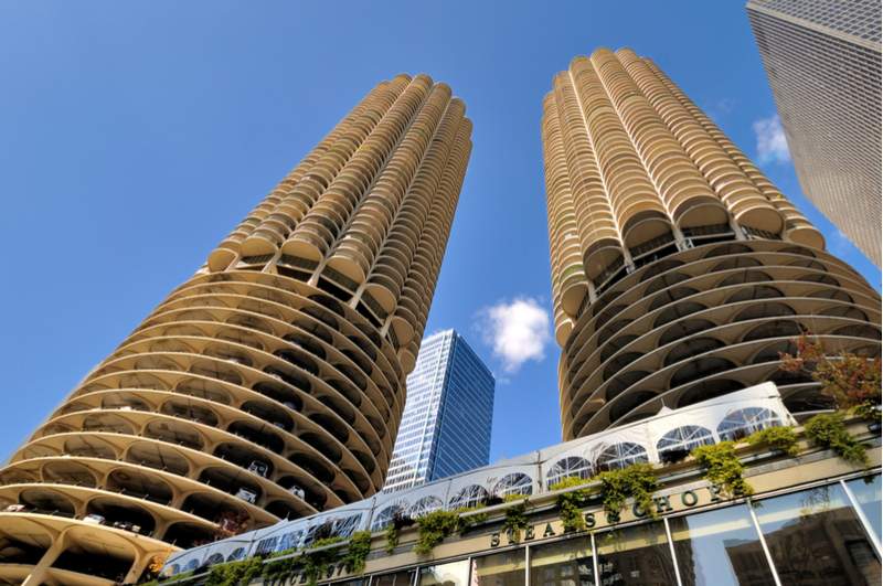 Las torres curvas de Marina City en Chicago