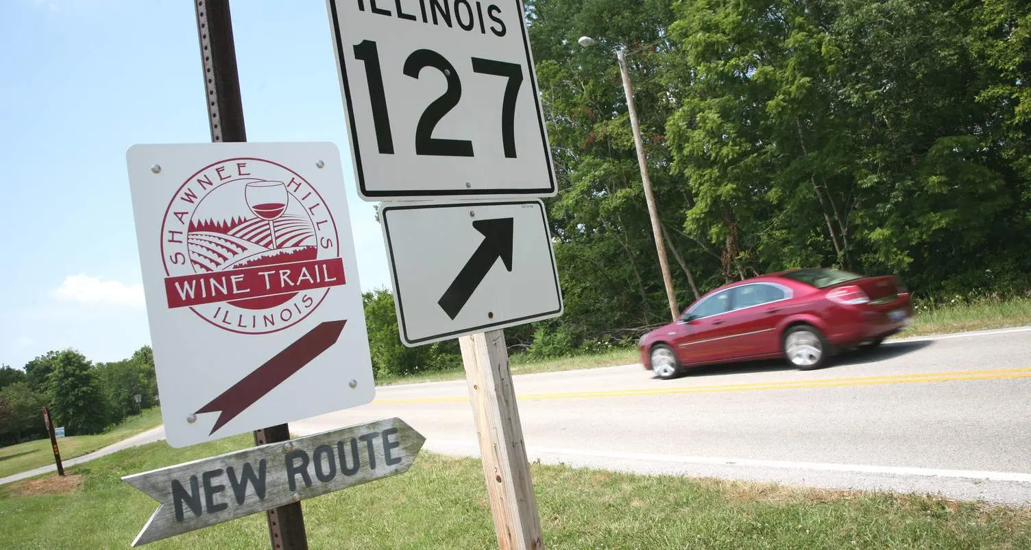 Señalización de la Ruta del Vino de Shawnee Hills