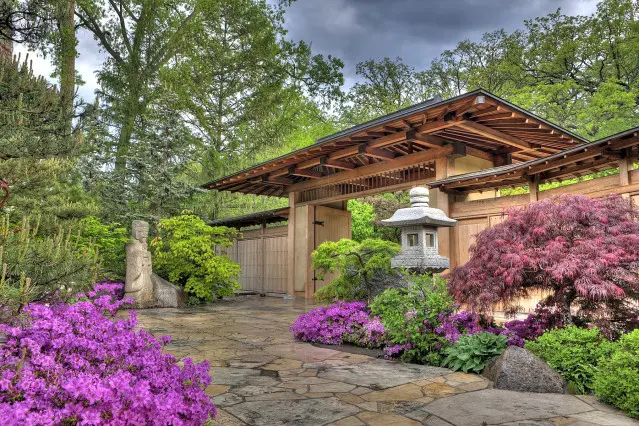 Entrada a los jardines japoneses de Anderson.